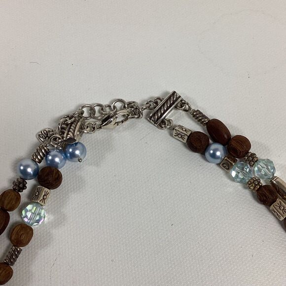 Brighton Double Strand Beaded Necklace Brown Blue With 4 Bags - Picture 3 of 11